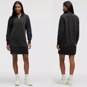 NWT Lululemon Relaxed Fit Softstreme Long-Sleeve Half-Zip Dress Black Size: 2